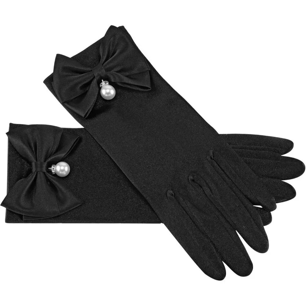 Women's Special Black Short Satin Gloves Formal Dress Wedding Dancing Party